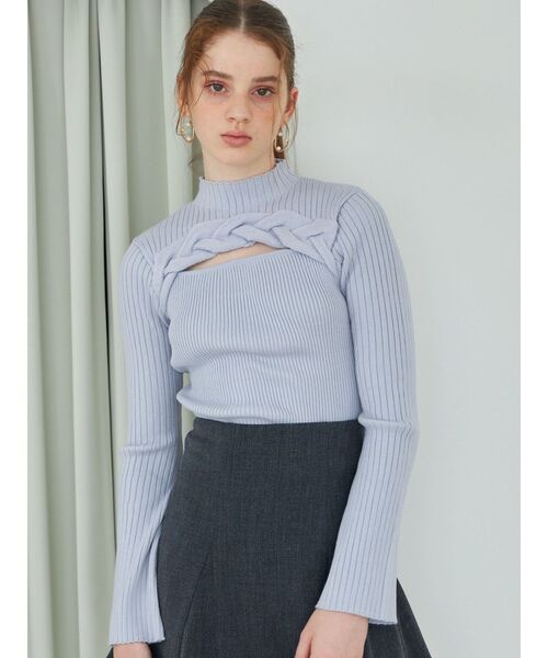 MERCURYDUO（マーキュリーデュオ）の「ビッグケーブルニット（ニット/セーター・レディース・ライトブルー/アイボリー/レッド/チャコールグレー・FREE）」の11枚目の写真