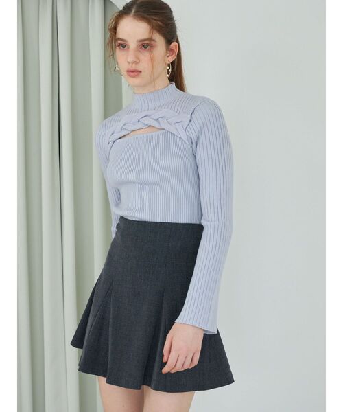 MERCURYDUO（マーキュリーデュオ）の「ビッグケーブルニット（ニット/セーター・レディース・ライトブルー/アイボリー/レッド/チャコールグレー・FREE）」の13枚目の写真