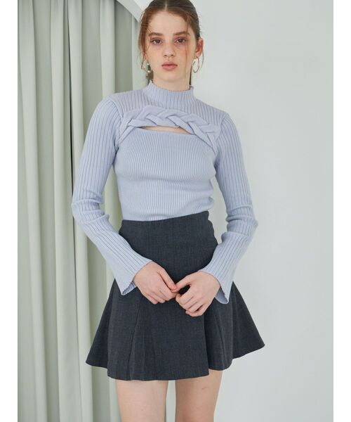 MERCURYDUO（マーキュリーデュオ）の「ビッグケーブルニット（ニット/セーター・レディース・ライトブルー/アイボリー/レッド/チャコールグレー・FREE）」の7枚目の写真