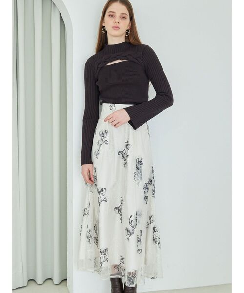 MERCURYDUO（マーキュリーデュオ）の「ビッグケーブルニット（ニット/セーター・レディース・ライトブルー/アイボリー/レッド/チャコールグレー・FREE）」の14枚目の写真