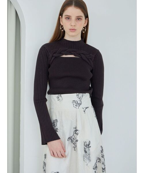 MERCURYDUO（マーキュリーデュオ）の「ビッグケーブルニット（ニット/セーター・レディース・ライトブルー/アイボリー/レッド/チャコールグレー・FREE）」の15枚目の写真