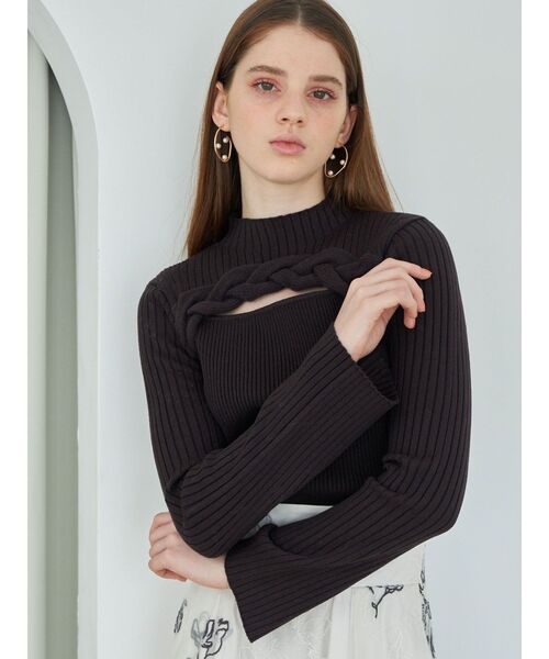 MERCURYDUO（マーキュリーデュオ）の「ビッグケーブルニット（ニット/セーター・レディース・ライトブルー/アイボリー/レッド/チャコールグレー・FREE）」の16枚目の写真