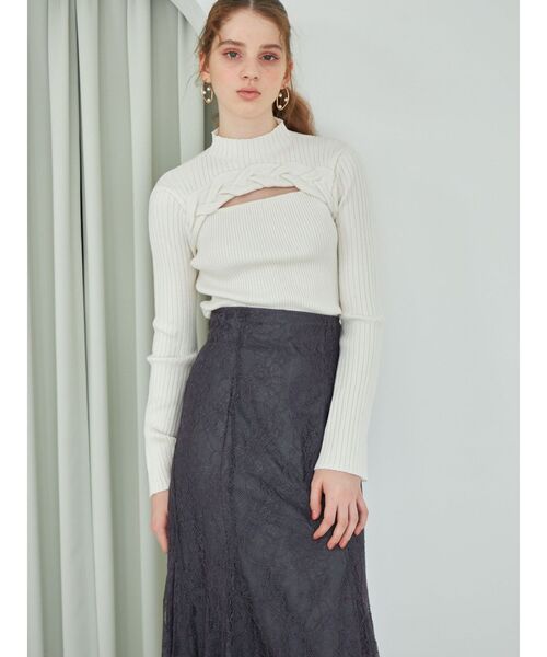 MERCURYDUO（マーキュリーデュオ）の「ビッグケーブルニット（ニット/セーター・レディース・ライトブルー/アイボリー/レッド/チャコールグレー・FREE）」の21枚目の写真