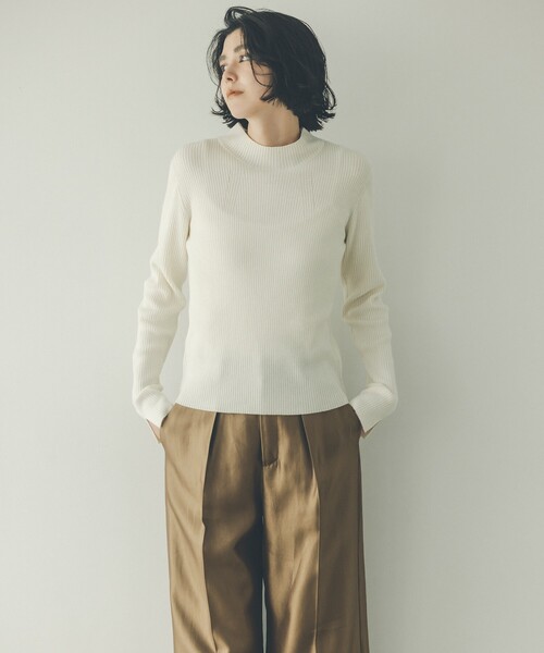 OPAQUE.CLIP（オペークドットクリップ）の「◆ハイネックリブニット／FILIVIVI・フィルビビ【洗濯機洗い可】（ニット/セーター・レディース・ブラック/ホワイト系5/オフホワイト/ベージュ・42/38/36/40）」の5枚目の写真