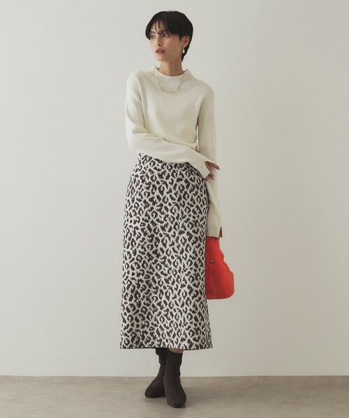 OPAQUE.CLIP（オペークドットクリップ）の「◆ハイネックリブニット／FILIVIVI・フィルビビ【洗濯機洗い可】（ニット/セーター・レディース・ブラック/ホワイト系5/オフホワイト/ベージュ・42/38/36/40）」の8枚目の写真