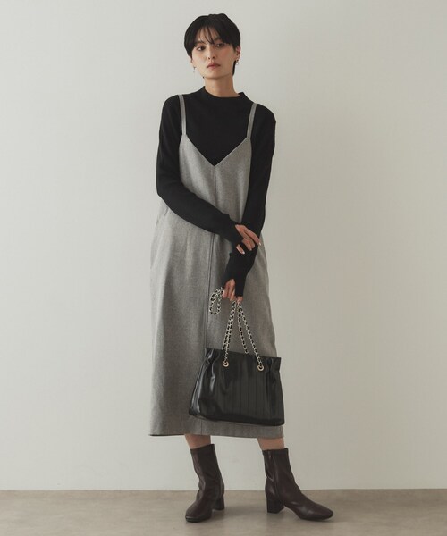 OPAQUE.CLIP（オペークドットクリップ）の「◆ハイネックリブニット／FILIVIVI・フィルビビ【洗濯機洗い可】（ニット/セーター・レディース・ブラック/ホワイト系5/オフホワイト/ベージュ・42/38/36/40）」の12枚目の写真