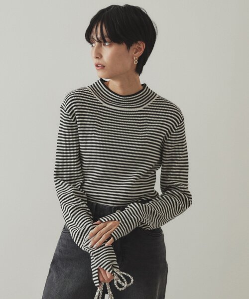 OPAQUE.CLIP（オペークドットクリップ）の「◆ハイネックリブニット／FILIVIVI・フィルビビ【洗濯機洗い可】（ニット/セーター・レディース・ブラック/ホワイト系5/オフホワイト/ベージュ・42/38/36/40）」の19枚目の写真