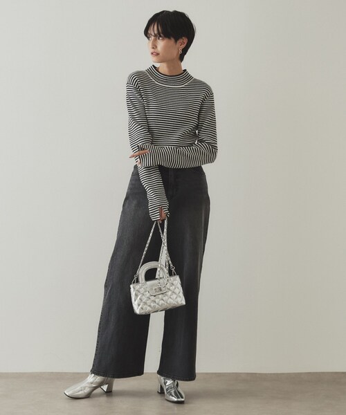 OPAQUE.CLIP（オペークドットクリップ）の「◆ハイネックリブニット／FILIVIVI・フィルビビ【洗濯機洗い可】（ニット/セーター・レディース・ブラック/ホワイト系5/オフホワイト/ベージュ・42/38/36/40）」の21枚目の写真