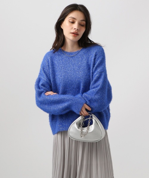 BAYFLOW（ベイフロー）の「[柔らかなフェザー素材]スパンコールニットプルオーバー（ニット/セーター・レディース・ブルー/モカ/グレイッシュベージュ/ブラック・FREE）」の4枚目の写真