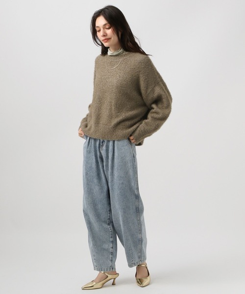 BAYFLOW（ベイフロー）の「[柔らかなフェザー素材]スパンコールニットプルオーバー（ニット/セーター・レディース・ブルー/モカ/グレイッシュベージュ/ブラック・FREE）」の9枚目の写真