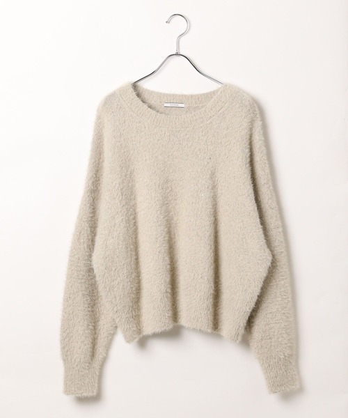 BAYFLOW（ベイフロー）の「[柔らかなフェザー素材]スパンコールニットプルオーバー（ニット/セーター・レディース・ブルー/モカ/グレイッシュベージュ/ブラック・FREE）」の15枚目の写真