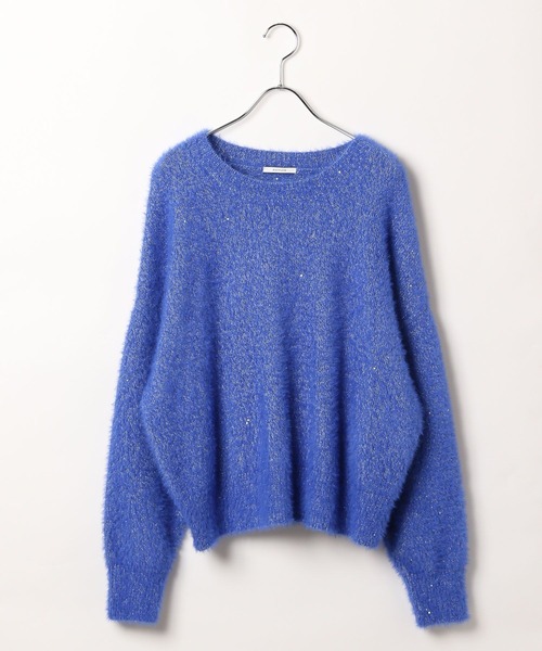 BAYFLOW（ベイフロー）の「[柔らかなフェザー素材]スパンコールニットプルオーバー（ニット/セーター・レディース・ブルー/モカ/グレイッシュベージュ/ブラック・FREE）」の17枚目の写真