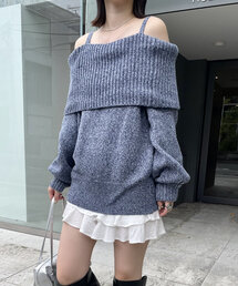 mline | [mline]オフショルミニ ニットワンピース(ワンピース)