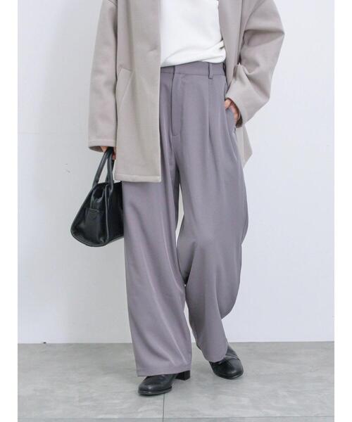 Samansa Mos2 blue（サマンサモスモスブルー）の「◎ワイドスラックスパンツ（その他パンツ・レディース・グレー/ブラック/キナリ・F）」の4枚目の写真