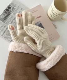 CLEA(クレア)の【スマホ対応】リブニットホールタッチグローブ手袋(手袋)