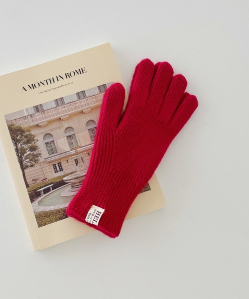 セール】【スマホ対応】リブニットホールタッチグローブ手袋（手袋