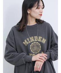 Samansa Mos2 blue | ロゴ入りビッグスウェット(Tシャツ/カットソー)