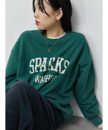 Samansa Mos2 blue | ロゴ入りビッグスウェット(Tシャツ/カットソー)