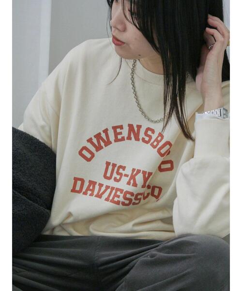 Samansa Mos2 blue（サマンサモスモスブルー）の「ロゴ入りビッグスウェット（Tシャツ/カットソー・レディース・トップグレー/ブルー/チャコールグレー/キナリ/グリーン・F）」の2枚目の写真