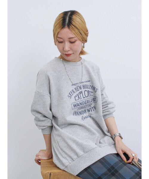 Samansa Mos2 blue（サマンサモスモスブルー）の「ロゴ入りビッグスウェット（Tシャツ/カットソー・レディース・トップグレー/ブルー/チャコールグレー/キナリ/グリーン・F）」の4枚目の写真