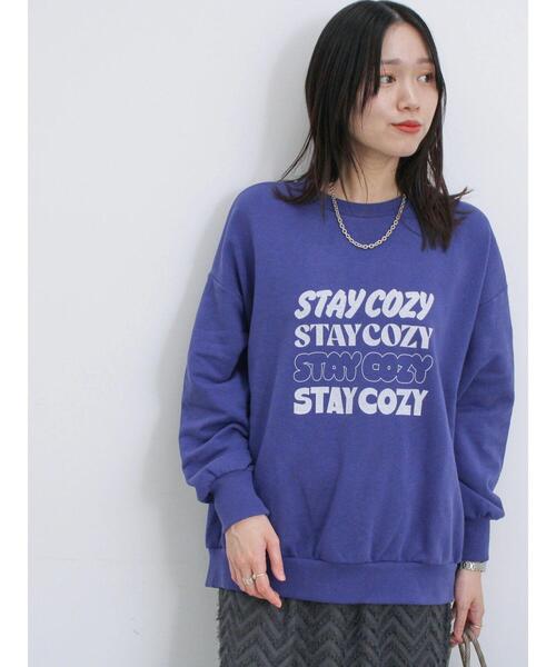 Samansa Mos2 blue（サマンサモスモスブルー）の「ロゴ入りビッグスウェット（Tシャツ/カットソー・レディース・トップグレー/ブルー/チャコールグレー/キナリ/グリーン・F）」の17枚目の写真