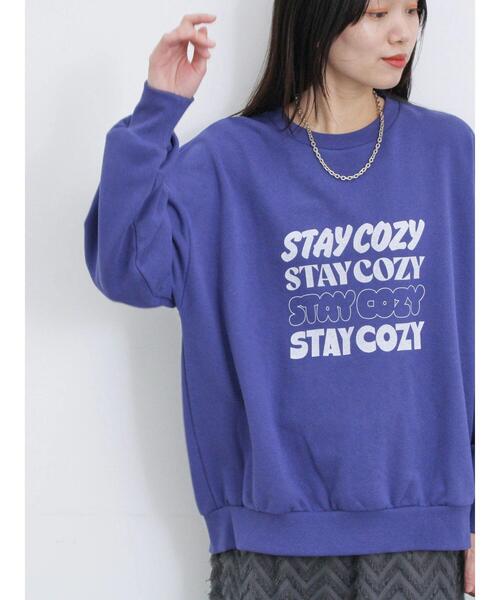 Samansa Mos2 blue（サマンサモスモスブルー）の「ロゴ入りビッグスウェット（Tシャツ/カットソー・レディース・トップグレー/ブルー/チャコールグレー/キナリ/グリーン・F）」の19枚目の写真