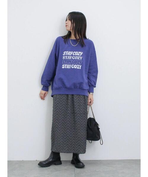 Samansa Mos2 blue（サマンサモスモスブルー）の「ロゴ入りビッグスウェット（Tシャツ/カットソー・レディース・トップグレー/ブルー/チャコールグレー/キナリ/グリーン・F）」の20枚目の写真