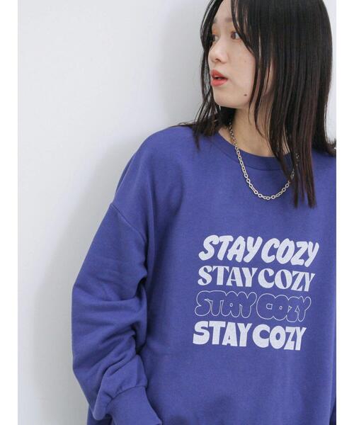 Samansa Mos2 blue（サマンサモスモスブルー）の「ロゴ入りビッグスウェット（Tシャツ/カットソー・レディース・トップグレー/ブルー/チャコールグレー/キナリ/グリーン・F）」の22枚目の写真