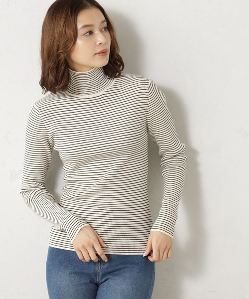 FOUND GOOD（ファウンドグッド）の「COZYリブハイネックニット（ニット/セーター・レディース・ベージュ/ブラック/アイボリー/グレー系/ブラウン系/ブルー系5/イエロー系5/レッド系8・S/M/L）」の2枚目の写真