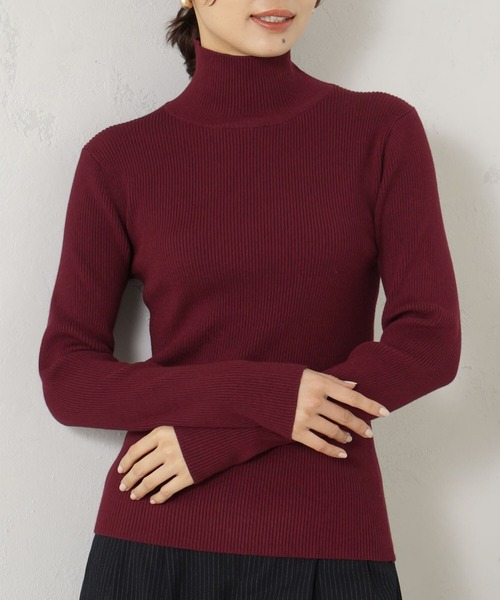 FOUND GOOD（ファウンドグッド）の「COZYリブハイネックニット（ニット/セーター・レディース・ベージュ/ブラック/アイボリー/グレー系/ブラウン系/ブルー系5/イエロー系5/レッド系8・S/M/L）」の8枚目の写真