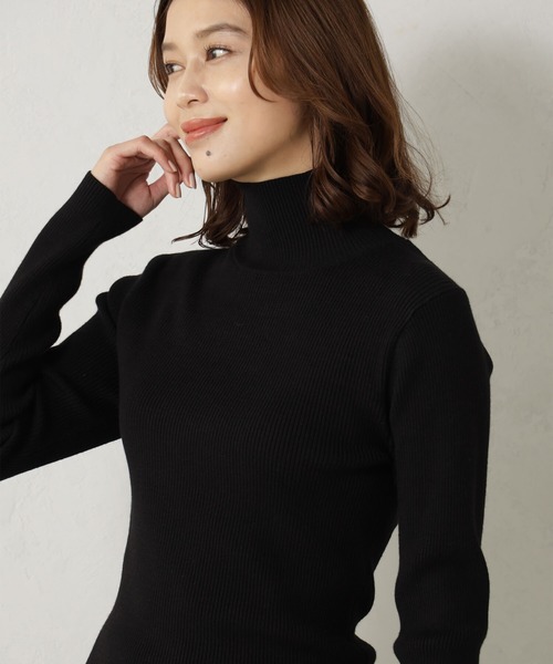 FOUND GOOD（ファウンドグッド）の「COZYリブハイネックニット（ニット/セーター・レディース・ベージュ/ブラック/アイボリー/グレー系/ブラウン系/ブルー系5/イエロー系5/レッド系8・S/M/L）」の10枚目の写真