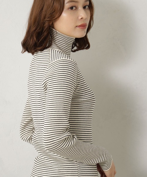 FOUND GOOD（ファウンドグッド）の「COZYリブハイネックニット（ニット/セーター・レディース・ベージュ/ブラック/アイボリー/グレー系/ブラウン系/ブルー系5/イエロー系5/レッド系8・S/M/L）」の14枚目の写真