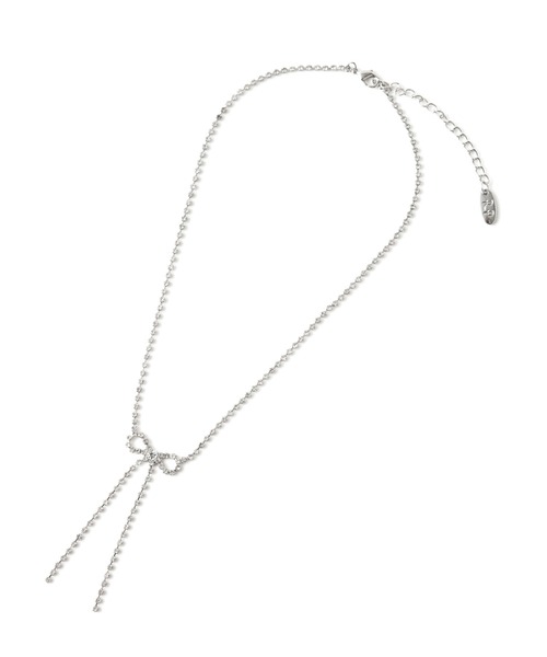 ROPE' PICNIC（ロペピクニック）の「ビジューリボンショートネックレス（ネックレス・レディース・シルバー・FREE）」の3枚目の写真