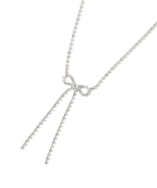 ROPE' PICNIC（ロペピクニック）の「ビジューリボンショートネックレス（ネックレス・レディース・シルバー・FREE）」の4枚目の写真