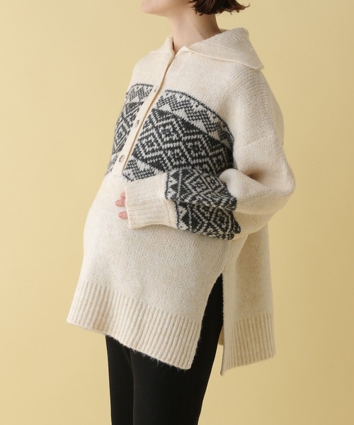 LEPSIM（レプシィム）の「【産前・産後対応】マタニティ／5ゲージノルディックプルオーバー　152822（マタニティウェア/グッズ・レディース・ライトブルー/グレー/アイボリー・FREE）」の5枚目の写真