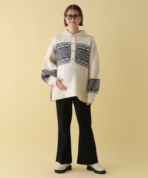 LEPSIM（レプシィム）の「【産前・産後対応】マタニティ／5ゲージノルディックプルオーバー　152822（マタニティウェア/グッズ・レディース・ライトブルー/グレー/アイボリー・FREE）」の6枚目の写真