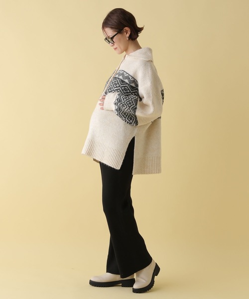 LEPSIM（レプシィム）の「【産前・産後対応】マタニティ／5ゲージノルディックプルオーバー　152822（マタニティウェア/グッズ・レディース・ライトブルー/グレー/アイボリー・FREE）」の7枚目の写真