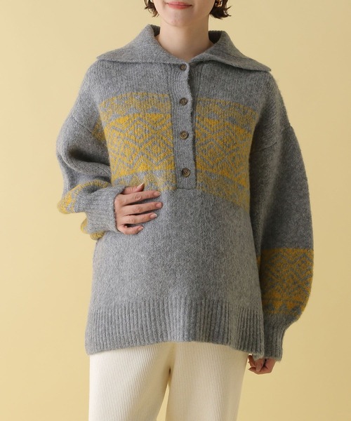 LEPSIM（レプシィム）の「【産前・産後対応】マタニティ／5ゲージノルディックプルオーバー　152822（マタニティウェア/グッズ・レディース・ライトブルー/グレー/アイボリー・FREE）」の8枚目の写真