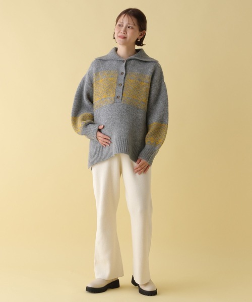 LEPSIM（レプシィム）の「【産前・産後対応】マタニティ／5ゲージノルディックプルオーバー　152822（マタニティウェア/グッズ・レディース・ライトブルー/グレー/アイボリー・FREE）」の10枚目の写真