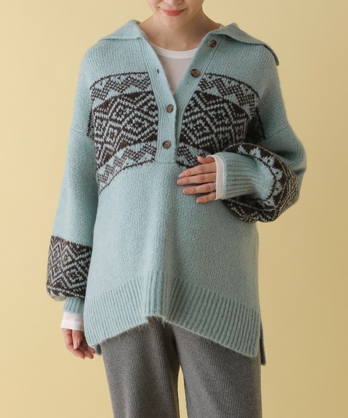 LEPSIM（レプシィム）の「【産前・産後対応】マタニティ／5ゲージノルディックプルオーバー　152822（マタニティウェア/グッズ・レディース・ライトブルー/グレー/アイボリー・FREE）」の12枚目の写真