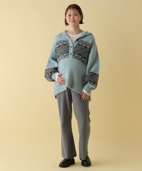 LEPSIM（レプシィム）の「【産前・産後対応】マタニティ／5ゲージノルディックプルオーバー　152822（マタニティウェア/グッズ・レディース・ライトブルー/グレー/アイボリー・FREE）」の14枚目の写真