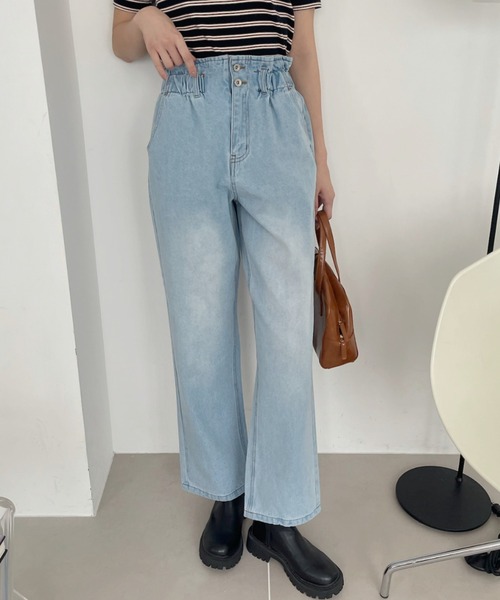 TREOVER(トレオーバー)の「ハイウエストデニムパンツ(デニムパンツ・レディース・ブラック/ブルー/サックスブルー・MEDIUM/LARGE)」の1枚目の写真