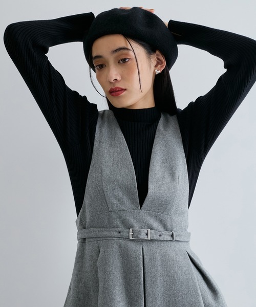 【セール】【洗える】ヘリンボーンミニジャンスカ(ワンピース)|VIS(ビス) 【セール】【洗える】ヘリンボーンミニジャンスカ(ワンピース)|VIS(ビス)