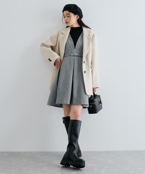 【セール】【洗える】ヘリンボーンミニジャンスカ(ワンピース)|VIS(ビス) 【セール】【洗える】ヘリンボーンミニジャンスカ(ワンピース)|VIS(ビス)