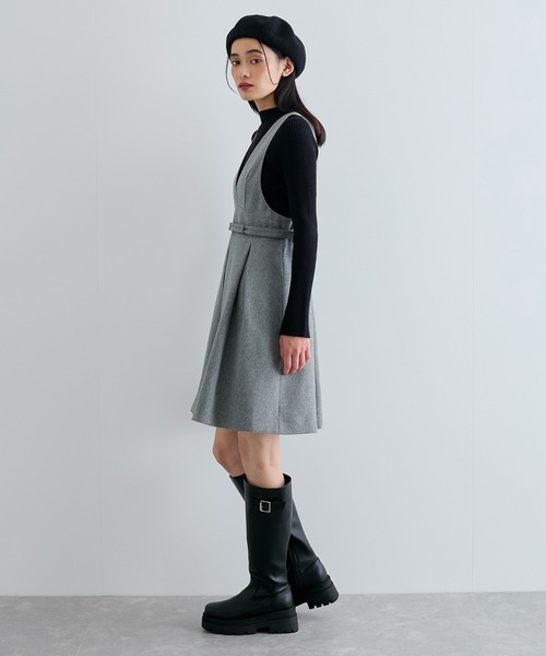 【セール】【洗える】ヘリンボーンミニジャンスカ(ワンピース)|VIS(ビス) 【セール】【洗える】ヘリンボーンミニジャンスカ(ワンピース)|VIS(ビス)