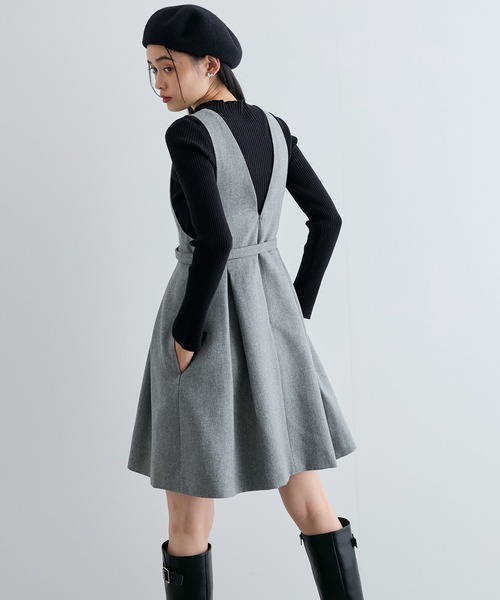 【セール】【洗える】ヘリンボーンミニジャンスカ(ワンピース)|VIS(ビス) 【セール】【洗える】ヘリンボーンミニジャンスカ(ワンピース)|VIS(ビス)