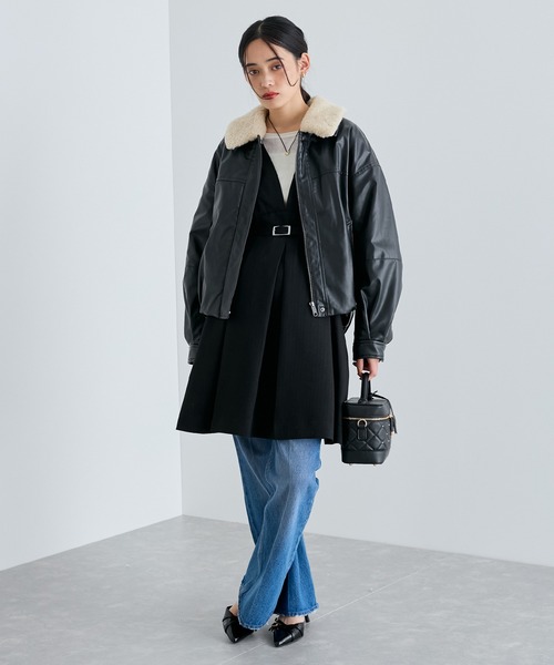 【セール】【洗える】ヘリンボーンミニジャンスカ(ワンピース)|VIS(ビス) 【セール】【洗える】ヘリンボーンミニジャンスカ(ワンピース)|VIS(ビス)