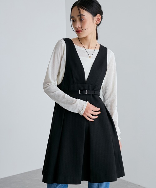 【セール】【洗える】ヘリンボーンミニジャンスカ(ワンピース)|VIS(ビス) 【セール】【洗える】ヘリンボーンミニジャンスカ(ワンピース)|VIS(ビス)