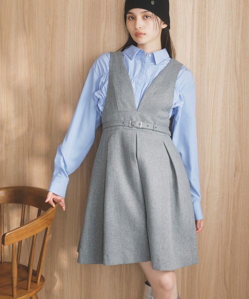 【セール】【洗える】ヘリンボーンミニジャンスカ(ワンピース)|VIS(ビス) 【セール】【洗える】ヘリンボーンミニジャンスカ(ワンピース)|VIS(ビス)