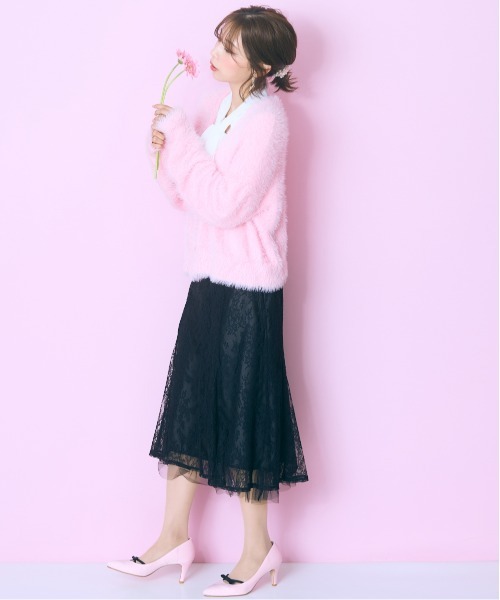 marun（マルン）の「＜大きいサイズ＞ ショート丈シャギーニットカーディガン marun（カーディガン/ボレロ・レディース・ブラック/ピンク・4L/3L/LL/L/5L）」の6枚目の写真